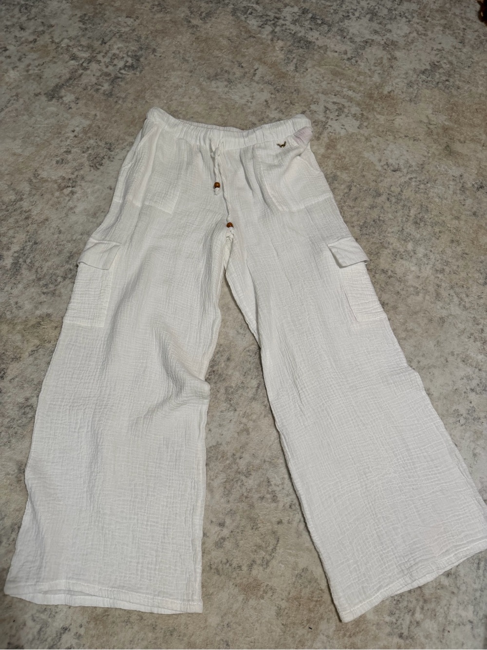 Betsey Johnson White Wide-Leg Cargo Pants